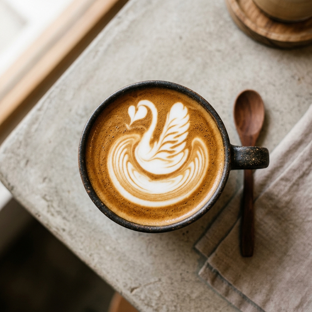 Latte art cappuccino bij Naovenant